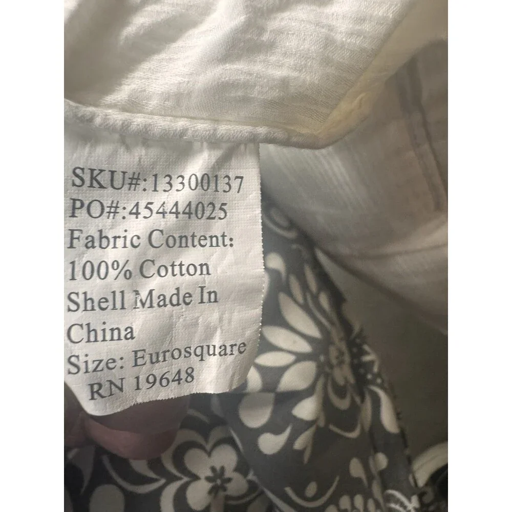2 Ikea Akerkulla Gray White Euro Pillow Cover Shams Floral Square 26x26 Zipper